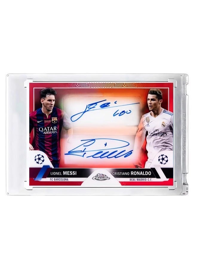Topps Ronaldo Messi Signature Football  Card Refractor Collector’s Edition Trading Card  Memorabilia for Fans and Collectors - Image 1